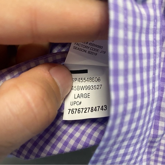 NWT IZOD Natural Stretch 100% cotton Blue Checkered Dress‎ Shirt Size Large - Picture 6 of 9